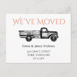 Truck Wir haben uns bewegt neue Adresse Ankündigun Postkarte