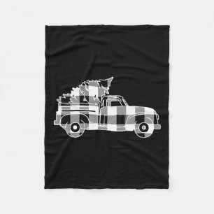 Truck Xmas Tree Black & amp; White Buffalo Kariert Fleecedecke