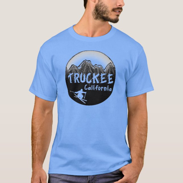 Truckee California künstlerischer Skifahrer T-Shirt (Vorderseite)