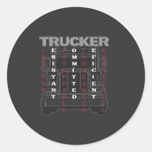 Trucker Acrostic Tireless widerstandsfähig unaufha Runder Aufkleber