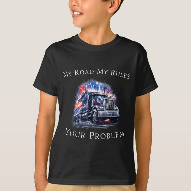 Trucker American Flag Truck Driver  T-Shirt (Vorderseite)