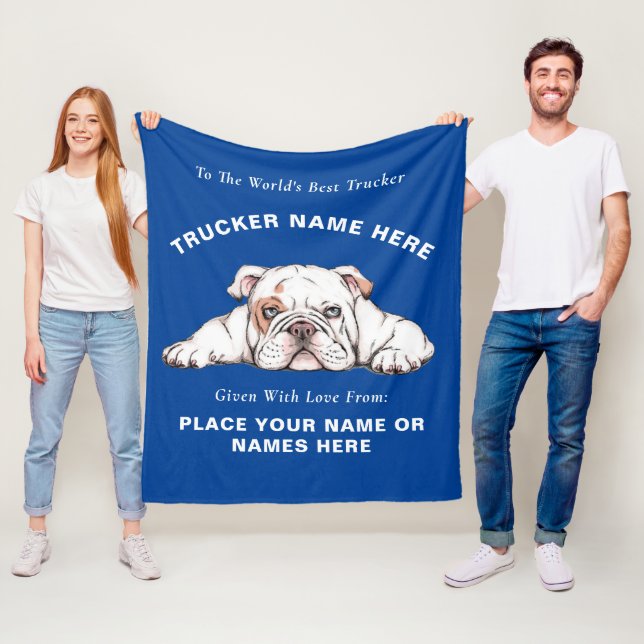 Trucker Bull Dog Gift Blanket (Personalisiertes Ge Fleecedecke (Beispiel)