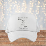 Trucker Hat Ihr Design oder Foto Upload Truckerkappe<br><div class="desc">Erstellen Sie einfach mit dieser anpassbaren Vorlage, die lasse, Ihr Kunstwerk direkt von Ihrem Gerät hochzuladen! Verwenden Sie Zazzles Tools, um mit Bildern und Text noch mehr personalisieren zu können. Die Möglichkeiten sind grenzenlos für den persönlichen Gebrauch, geschäftliche Bedürfnisse oder besondere Anlässe wie Hochzeiten. Wenn Sie Hilfe bei der Anpassung...</div>