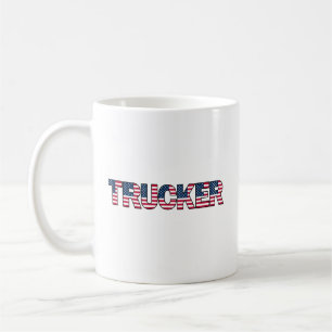Trucker Letters American Flag Patriotic Road Prix Kaffeetasse