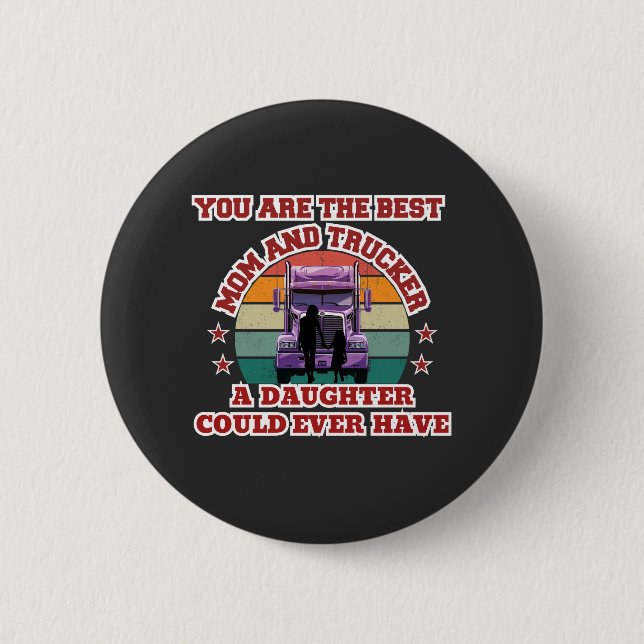 Trucker Mother Daughter Bond Family Road Liebe Button (Vorderseite)