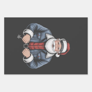 Trucker Santa Claus Funny Truck Fahren Weihnachten Geschenkpapier Set