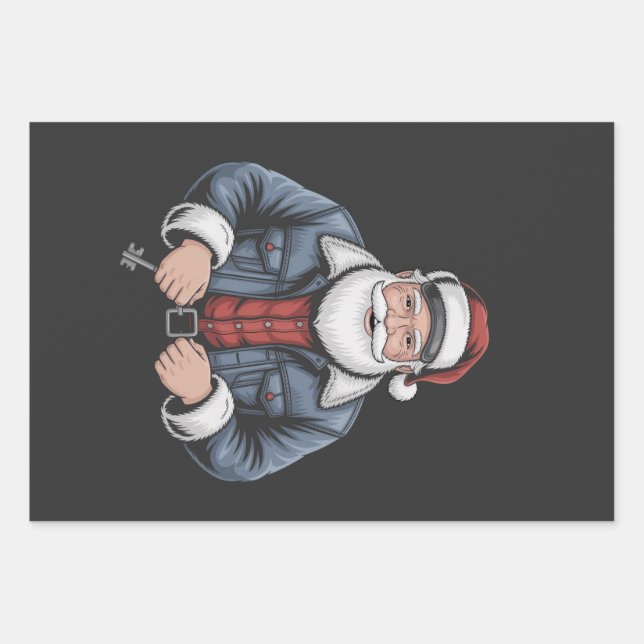 Trucker Santa Claus Funny Truck Fahren Weihnachten Geschenkpapier Set (Vorderseite)