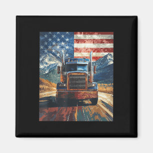 Trucker Truck USA Flagge Grafik Magnet