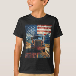 Trucker Truck USA Flagge Grafik T-Shirt