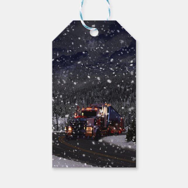 Trucker Weihnachten Geschenkanhänger (Vorderseite)