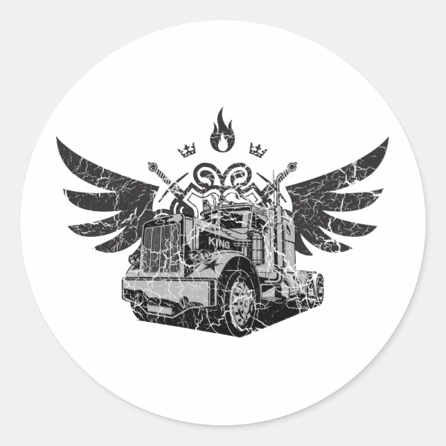 Trucker Wings Runder Aufkleber (Vorderseite)
