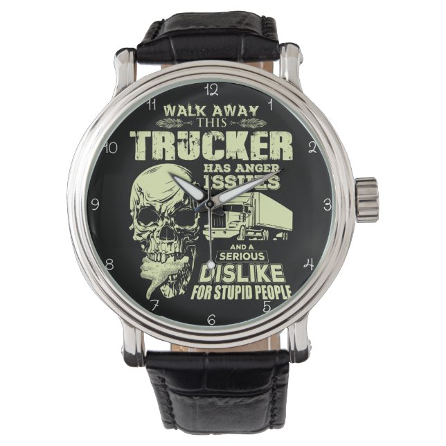 Trucker With Anger Issues Skull Armbanduhr (Vorderseite)