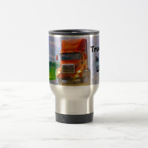 TRUCKERS BIG RIG RED TRUCK REISE MUG REISEBECHER