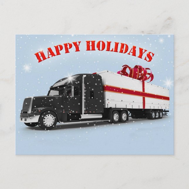 Trucker's Happy Holidays Postkarte (Vorderseite)