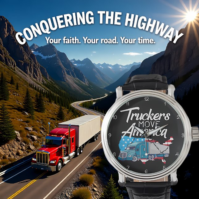 Truckers Move America: Flag Silhouette Armbanduhr (Von Creator hochgeladen)