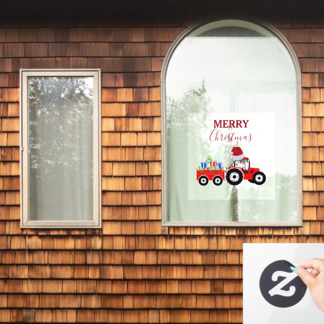 Truckfarm Red Christmas Tractor Fensteraufkleber (Fenster Zuhause)