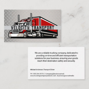 Trucking Company   Semi 18 Wheeler   Steel Visitenkarte