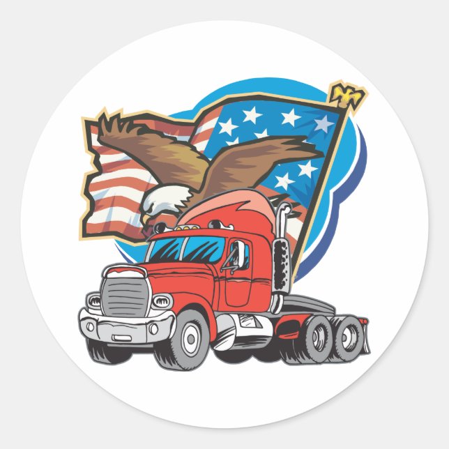Trucking Eagle Runder Aufkleber (Vorderseite)