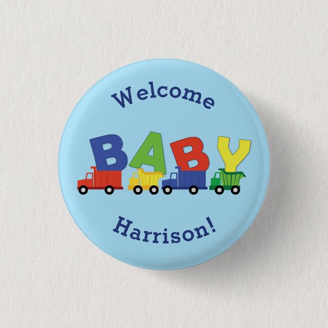 Trucks Baby Shower Button (Vorderseite)