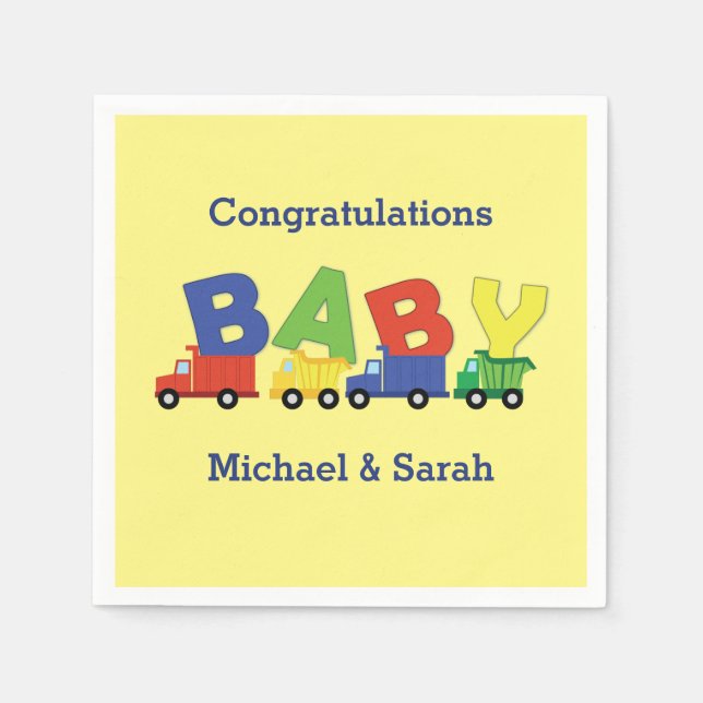 Trucks Baby Shower Serviette (Vorderseite)