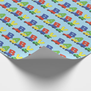 Trucks Boy Baby Shower Construction Niedlich Geschenkpapier