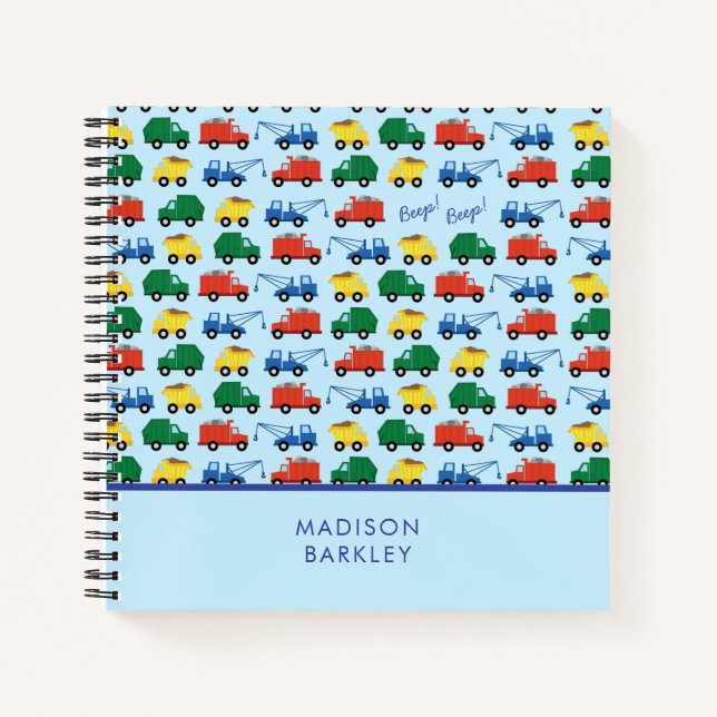 Trucks Boys Niedliches Kind Notizbuch (Vorderseite)