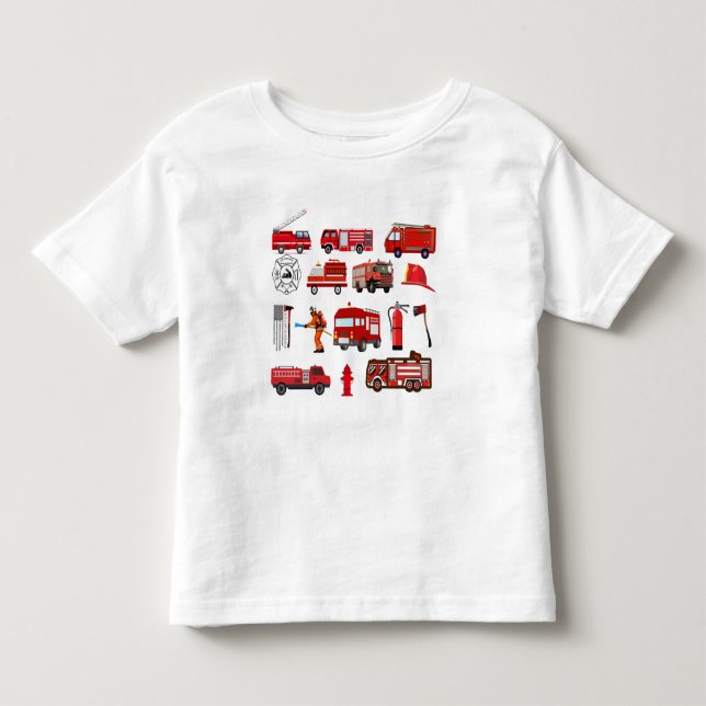 Trucks mit rotem Feuer Kleinkind T-shirt (Vorderseite)
