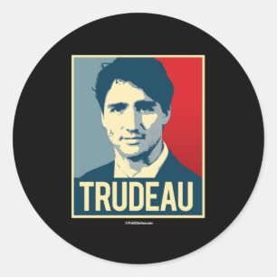 Trudeau Propaganda Poster -.pnng Runder Aufkleber