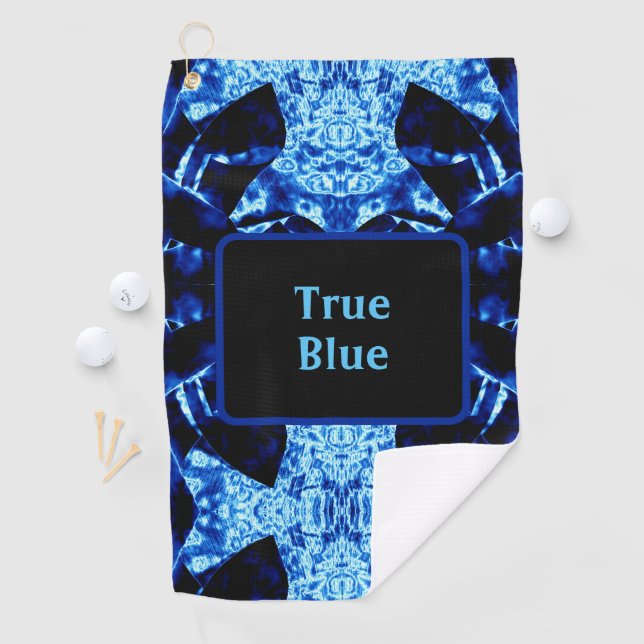 True Blue Edgy Abstrakt mit Name Golfhandtuch (Insitu)