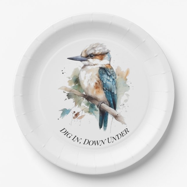 True Blue Kookaburra, individuell Pappteller (Vorderseite)