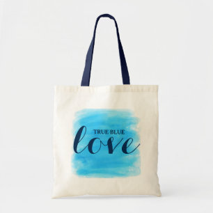 True Blue Liebe Text Design Tragetasche
