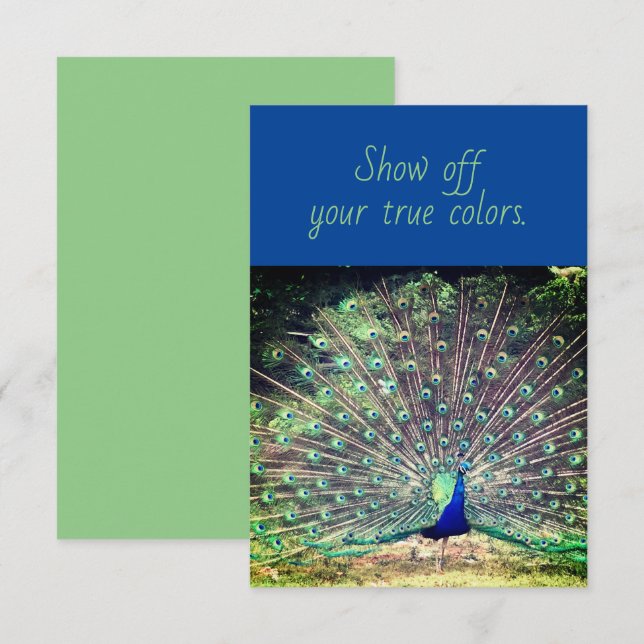 True Colors Peacock Flat Grußkarte Karte (Vorne/Hinten)