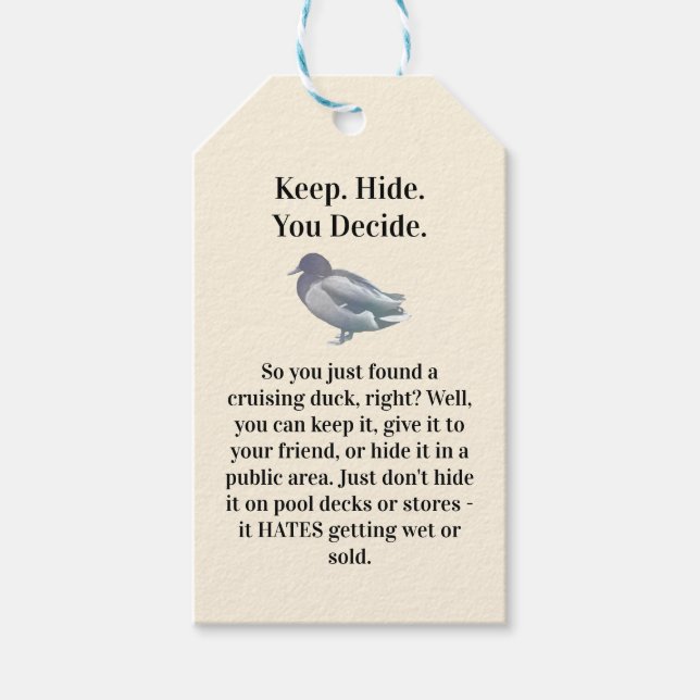 True Frazil "80er Print Ad Style Crusing Duck Geschenkanhänger (Vorderseite)