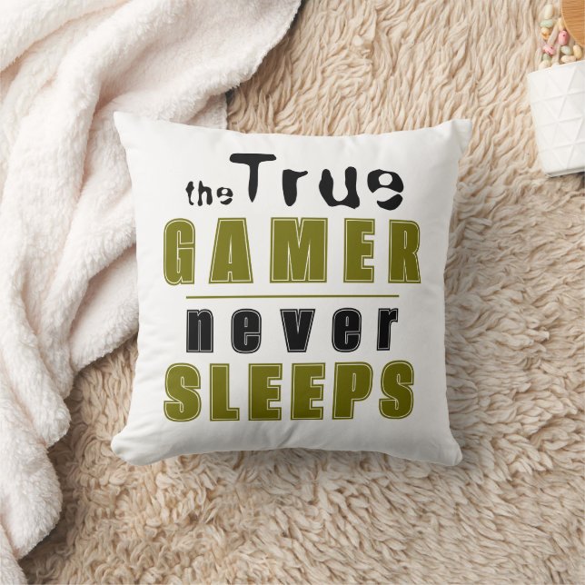 True Gamer schläft niemals Typografie Cool Gamer Kissen (Decke)