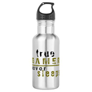 True Gamer schläft niemals Typografy Gamer Edelstahlflasche