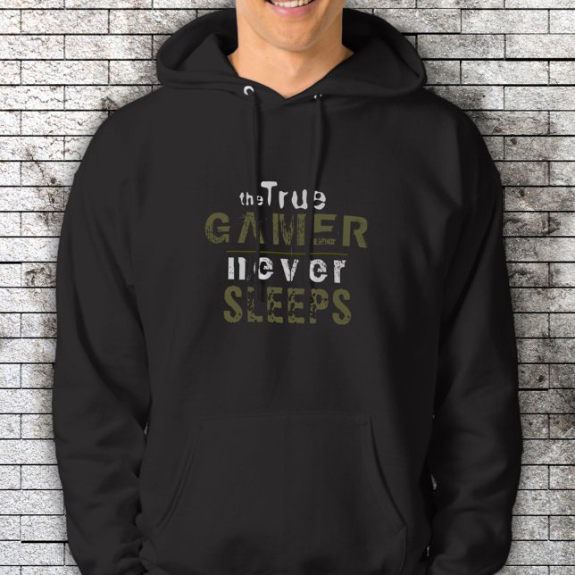 True Gamer schläft niemals Typografy Gamer Hoodie (Von Creator hochgeladen)