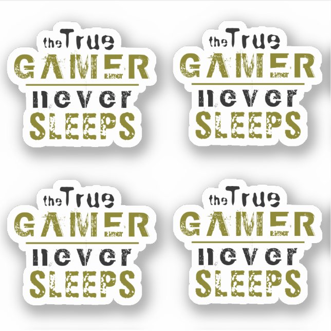 True Gamer schläft niemals Typografy Gamer Sticker (Vorderseite)