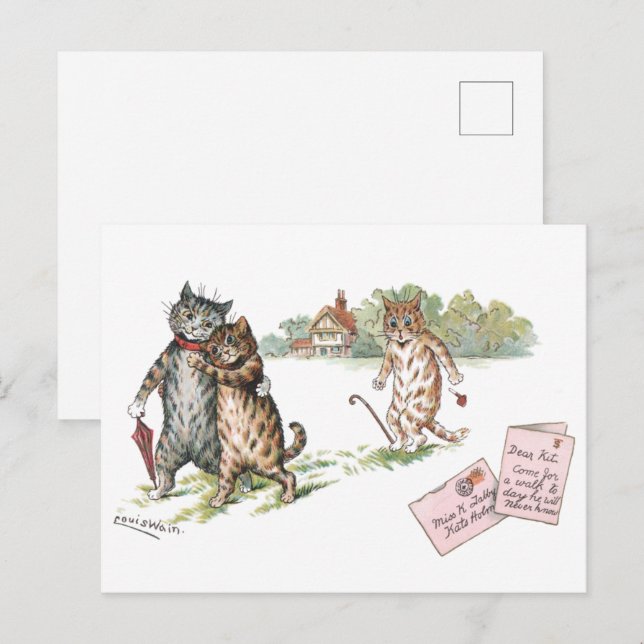 True Love by Louis Wain Postkarte (Vorne/Hinten)