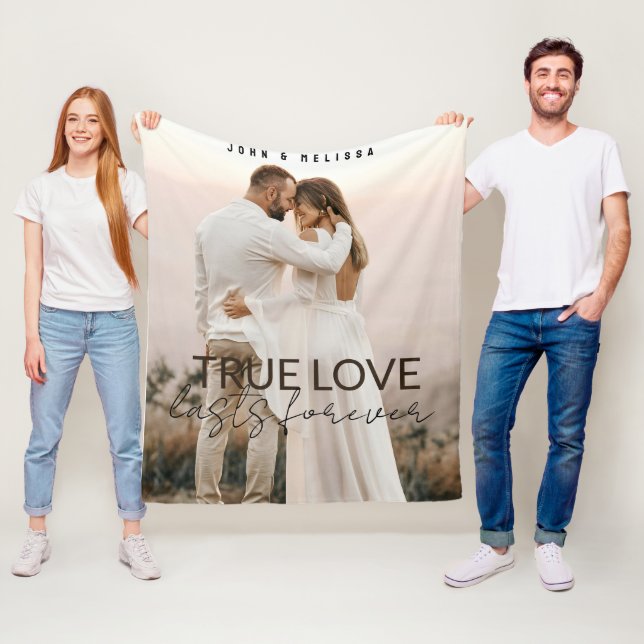 True Love Couple Family Foto Personalisierter Name Fleecedecke (Beispiel)