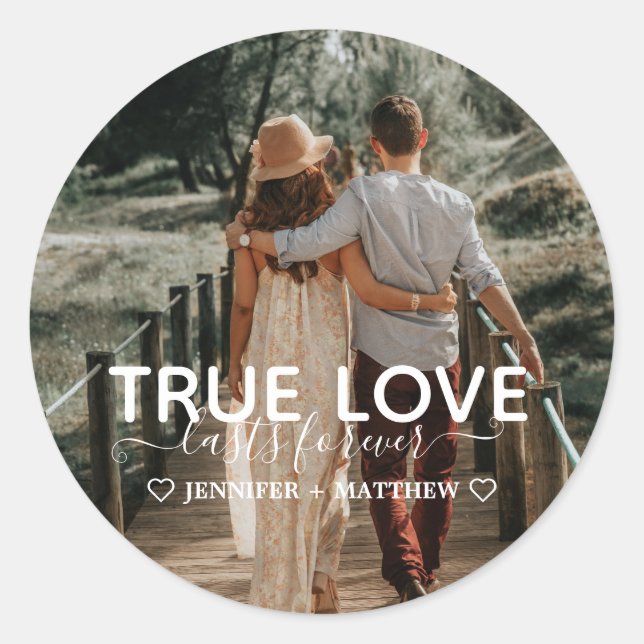 True Love Couple Foto Runder Aufkleber (Vorderseite)