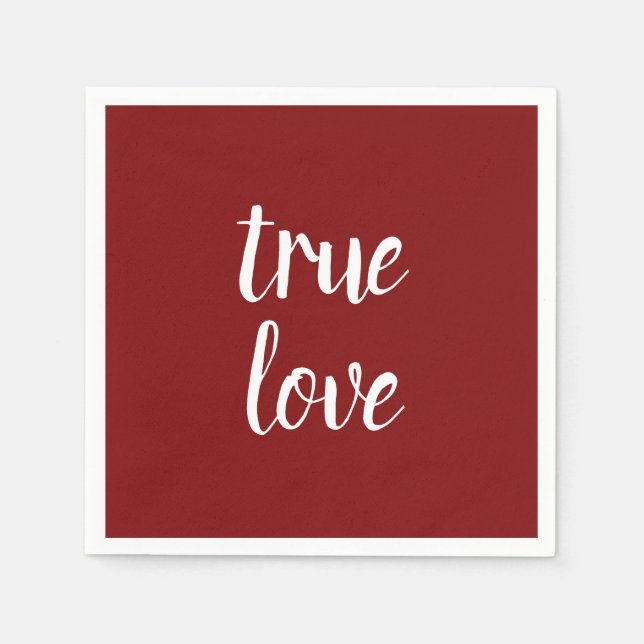 "True Love" Deep Red Paper Napkins Serviette (Vorderseite)
