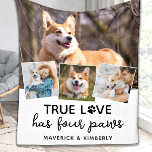 True Love Dog Lover Personalisiert 4 Fotolage Fleecedecke