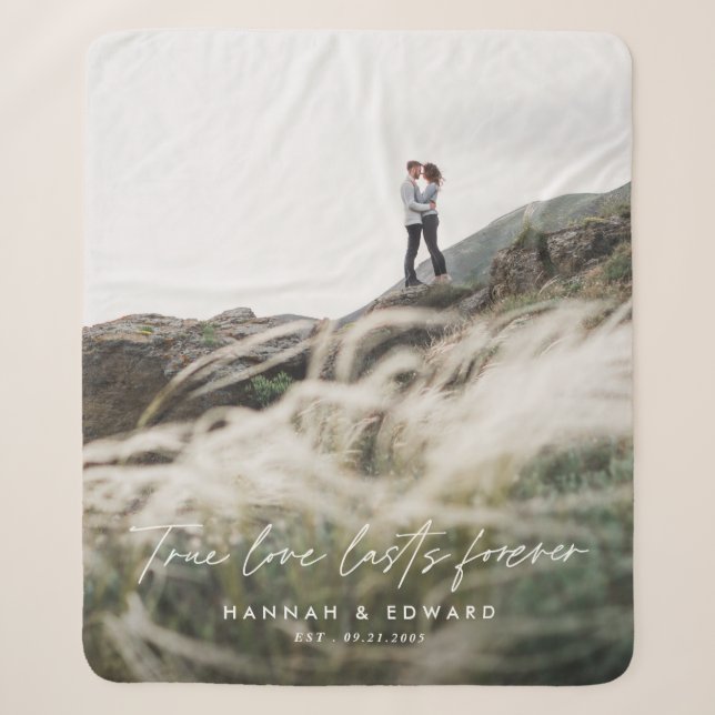 True Love Foto Modernes, personalisiertes Geschenk Sherpadecke (Vorderseite)