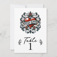 True Love Heart Tattoo Mariage Numéro de table