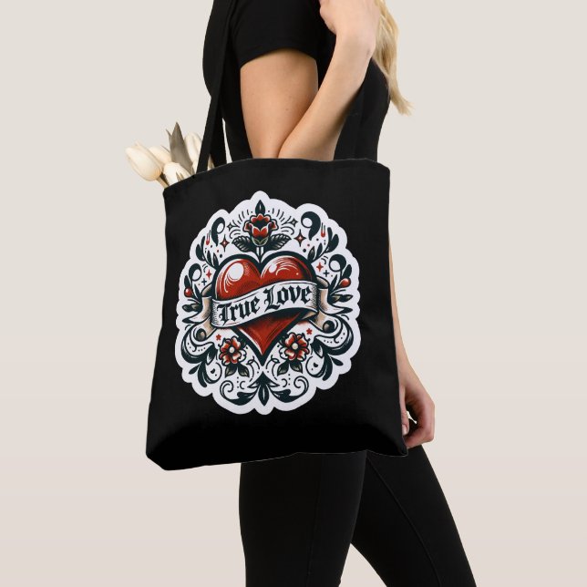 True Love Heart Tattoo Sticker Style Artistic Tasche (Von Nahem)