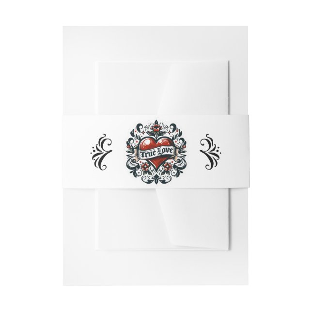 True Love Heart Tattoo Sticker Wedding Einladungsbanderole (Vorderseite Beispiel)