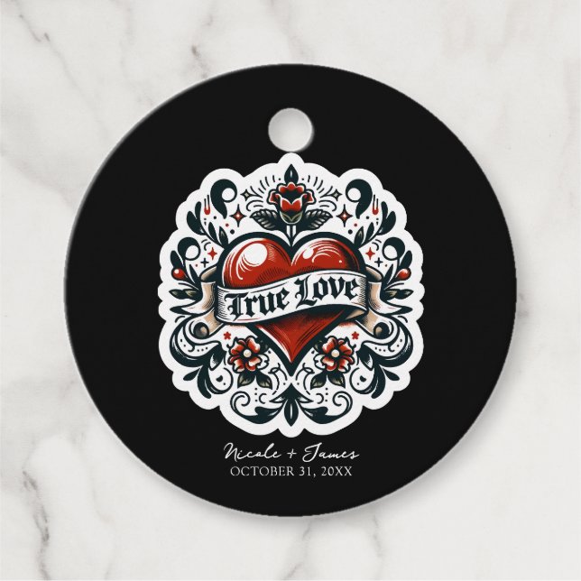 True Love Heart Tattoo Sticker Wedding Geschenkanhänger (Vorderseite)