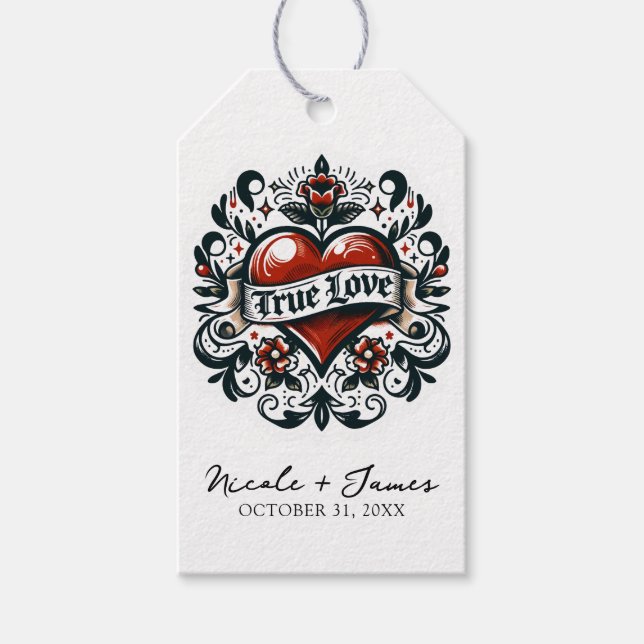 True Love Heart Tattoo Sticker Wedding Geschenkanhänger (Vorderseite)