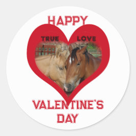 True Love Horses Conversation Heart Valentine Runder Aufkleber