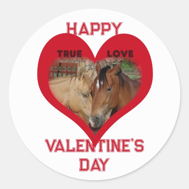 True Love Horses Conversation Heart Valentine Runder Aufkleber (Vorderseite)